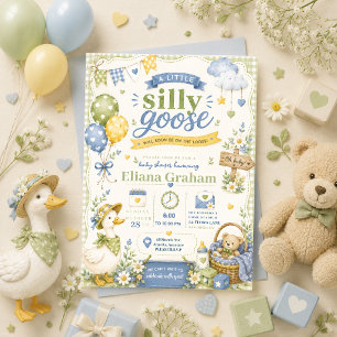 Convite de flores para chá de bebê de Ganso Bobo s