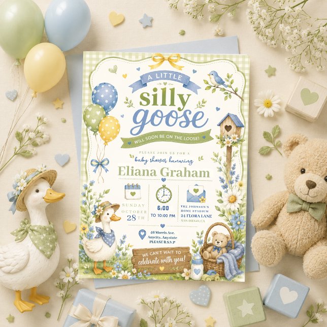 Convite de flores para chá de bebê de Ganso Bobo s (Criador carregado)