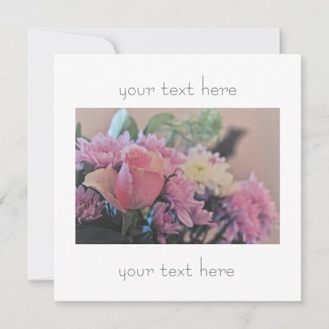 Convite de Flores Rosa Roxo Pálido Pastel (Frente)