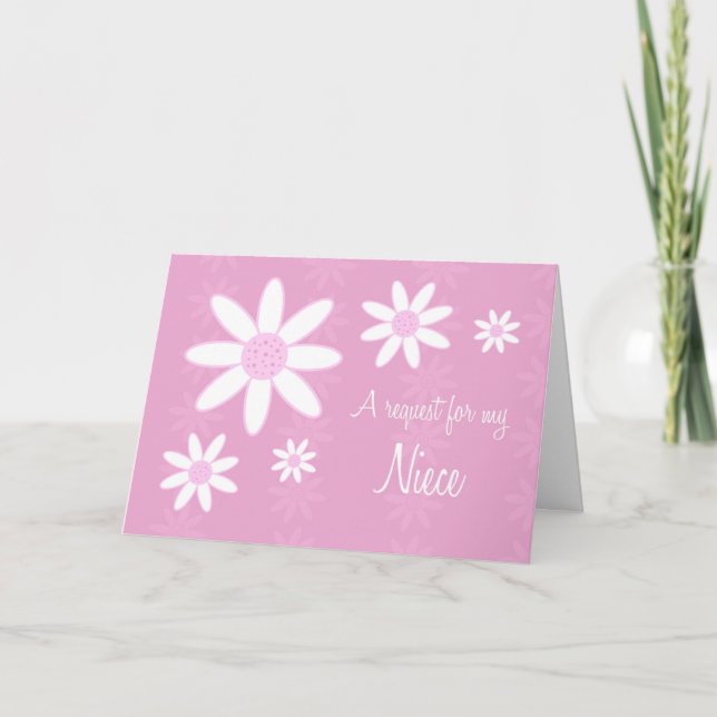 Convite de Florista Menina Sobrinha Flores Rosa (Frente)