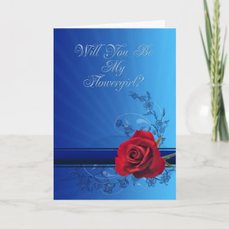 Convite de Flowergirl com uma rosa vermelha