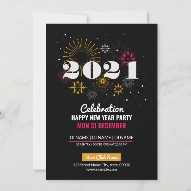 Convite de Flyer de Festa de Ano Novo (Frente)