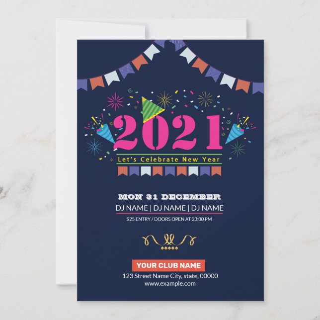 Convite de Flyer de Festa de Ano Novo (Frente)