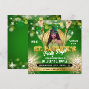 Convite de Flyer de Festa Verde e Dourado do Dia d
