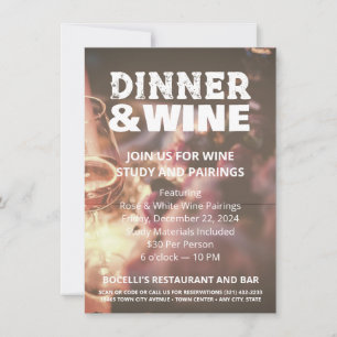 Convite de Flyer de Foto de Jantar Rústico e Vinho