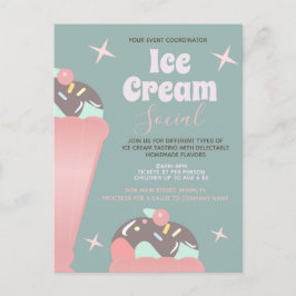 Convite de Flyer de Sundae para Social de Sorvete