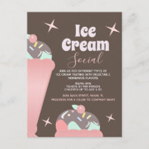 Convite de Flyer de Sundae para Social de Sorvete