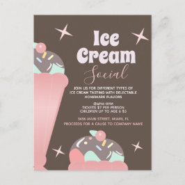 Convite de Flyer de Sundae para Social de Sorvete