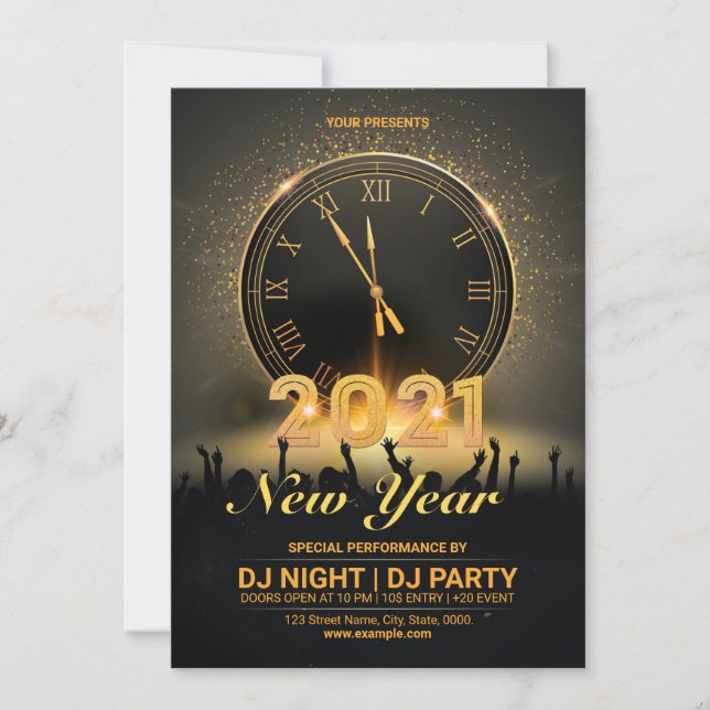 Convite de Flyer para Festa de Ano Novo (Frente)
