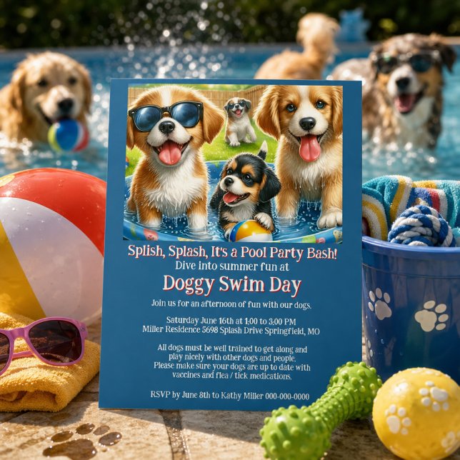 Convite de Flyer para Festa de Piscina no Dia de N (Criador carregado)