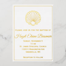 Convite de Folha Bordada com Concha de Vieira