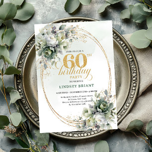 Convite de Folha Botânica de Aniversário de 60 ano