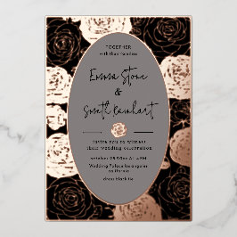 Convite de Folha de Casamento de Rosas Negras