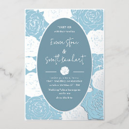 Convite de Folha de Casamento Rosa Azul