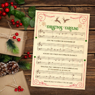 Convite de Folha de Música de Natal Vintage