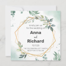 Convite De Folha De Ouro, Casamento Floral Neutro