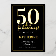 Convite de Folha de Ouro para 50 Anos e Fabuloso A