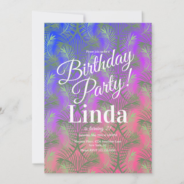 Convite de Folhagem de Folha de Palmeira Tema de V (Frente)