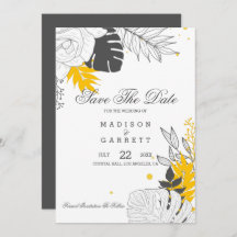 Convite De Folhas Amarelas E Brancas