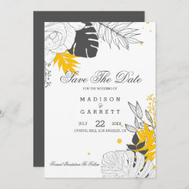 Convite De Folhas Amarelas E Brancas