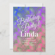 Convite de Folhas Verdes de Palmeira com Tema de V