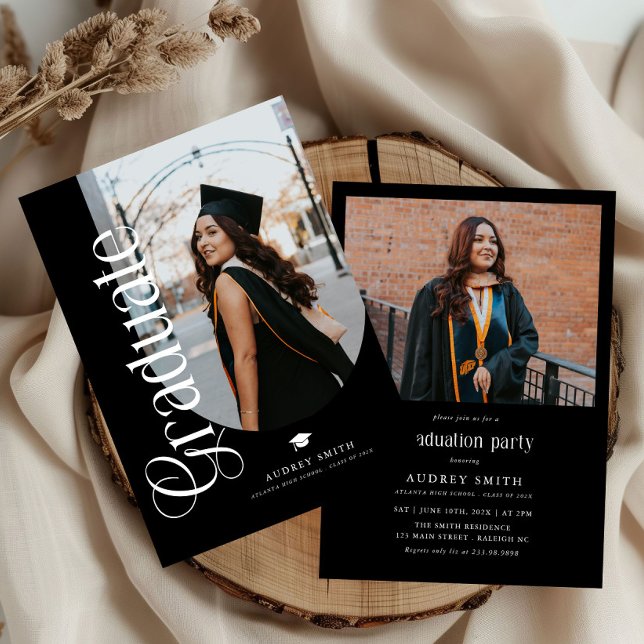 Convite de Formatura Arco Boho Moderno 2 Fotos (Criador carregado)