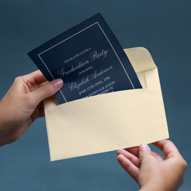 Convite de Formatura Azul Naval Minimalista Clássi (Criador carregado)