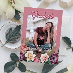 Convite de Formatura Boho Floral Rosa Corado