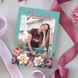 Convite de Formatura Botânico Floral Boho Rosa