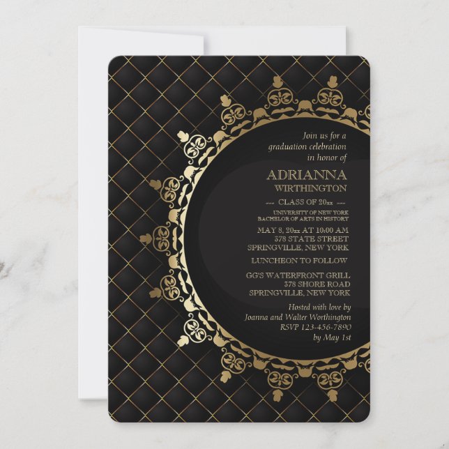 Convite de Formatura Clássico Dourado (Frente)