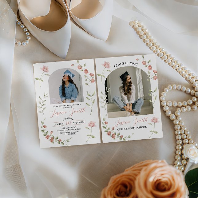 Convite de Formatura com Arco Floral de Pêssego pa (Criador carregado)
