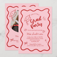 Convite de Formatura com Borda Ondulada Rosa Fofo