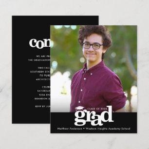 Convite de Formatura com Caixa Preto e Letra Negri