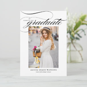 Convite de Formatura com Caligrafia Elegante Preta