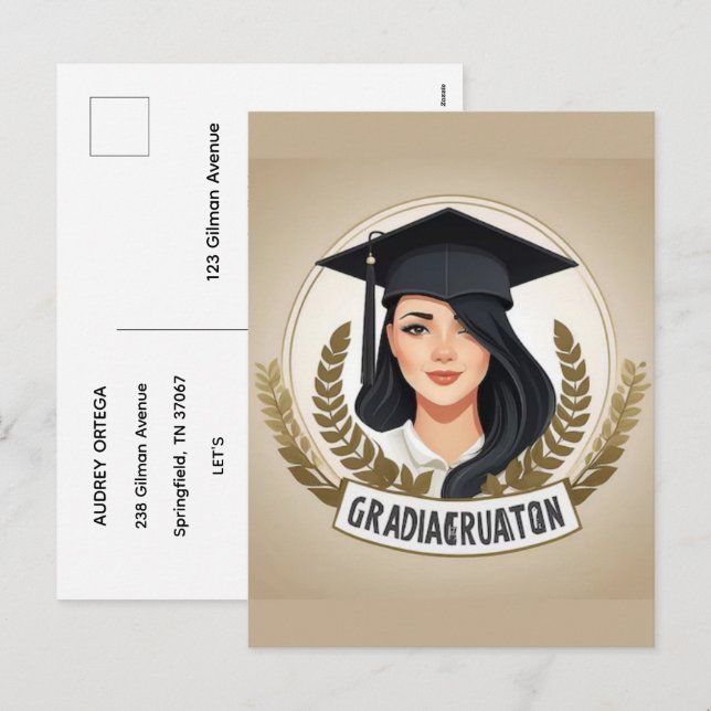 Convite de Formatura com Caligrafia Moderna Simple (Frente/Verso)