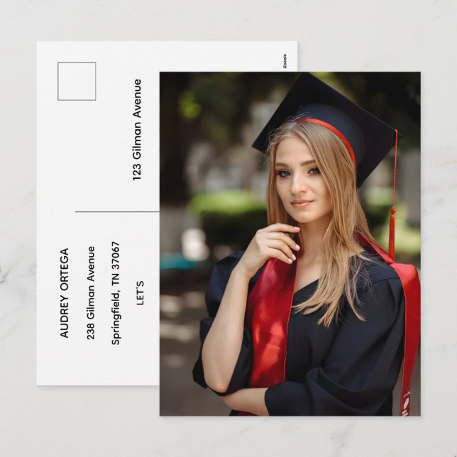 Convite de Formatura com Caligrafia Moderna Simple (Frente/Verso)