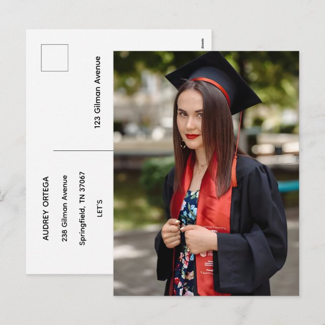 Convite de Formatura com Caligrafia Moderna Simple (Frente/Verso)