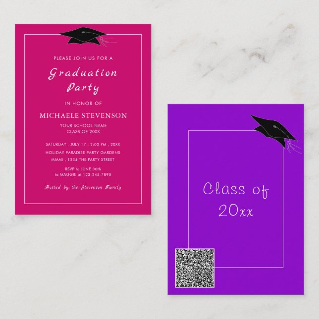 Convite de Formatura com Código QR Cores Personali (Frente/Verso)