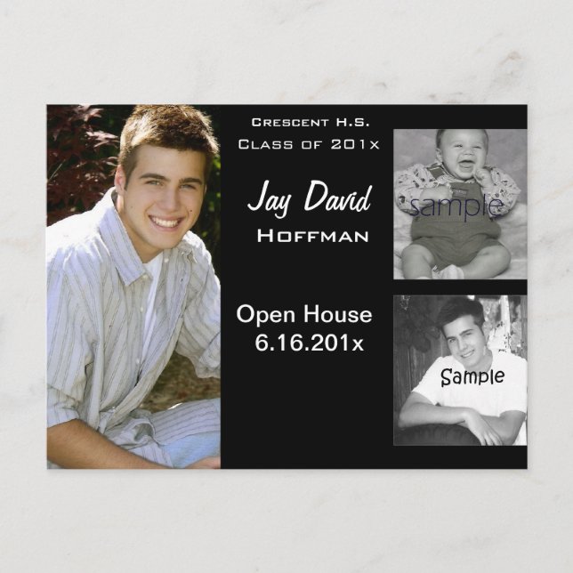 convite de formatura com colagem de 3 fotos (Frente)