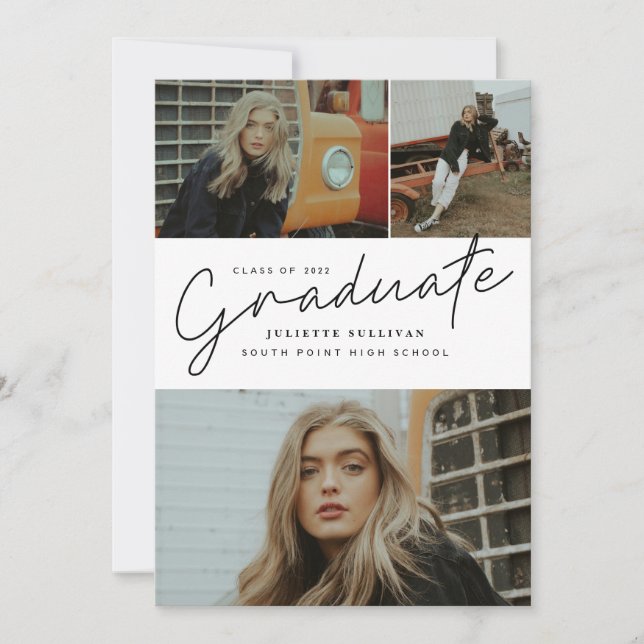 Convite de Formatura com Colagem de Fotos em Letra (Frente)
