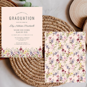 Convite de Formatura com Estilo Blush e Padrão de 