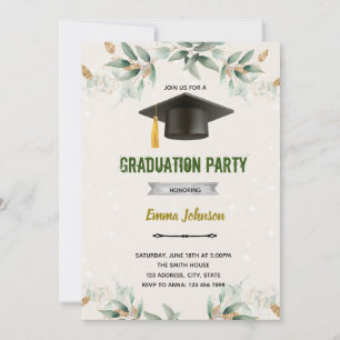 convite de formatura com folhagem