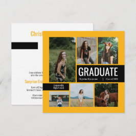 Convite de Formatura com Foto 6 Amarelo e Preto