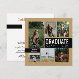 Convite de Formatura com Foto 6 Dourado e Preto
