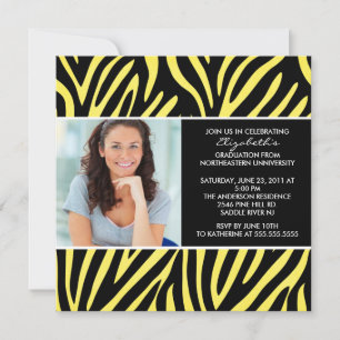 Convite de Formatura com Foto Amarela Zebra