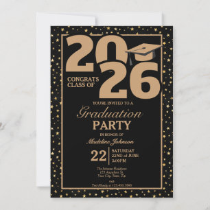 Convite de Formatura com Foto Black and Gold 2026