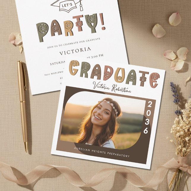 Convite de Formatura com Foto Boho Moderno (Criador carregado)