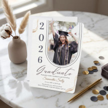 Convite de Formatura com Foto de Arco Minimalista 
