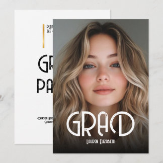 Convite de Formatura com Foto de Caligrafia Modern