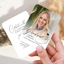 Convite de formatura com foto de caligrafia modern
